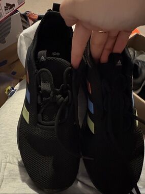 adidas Black Sneakers with Blue, Lime and Orange Accents